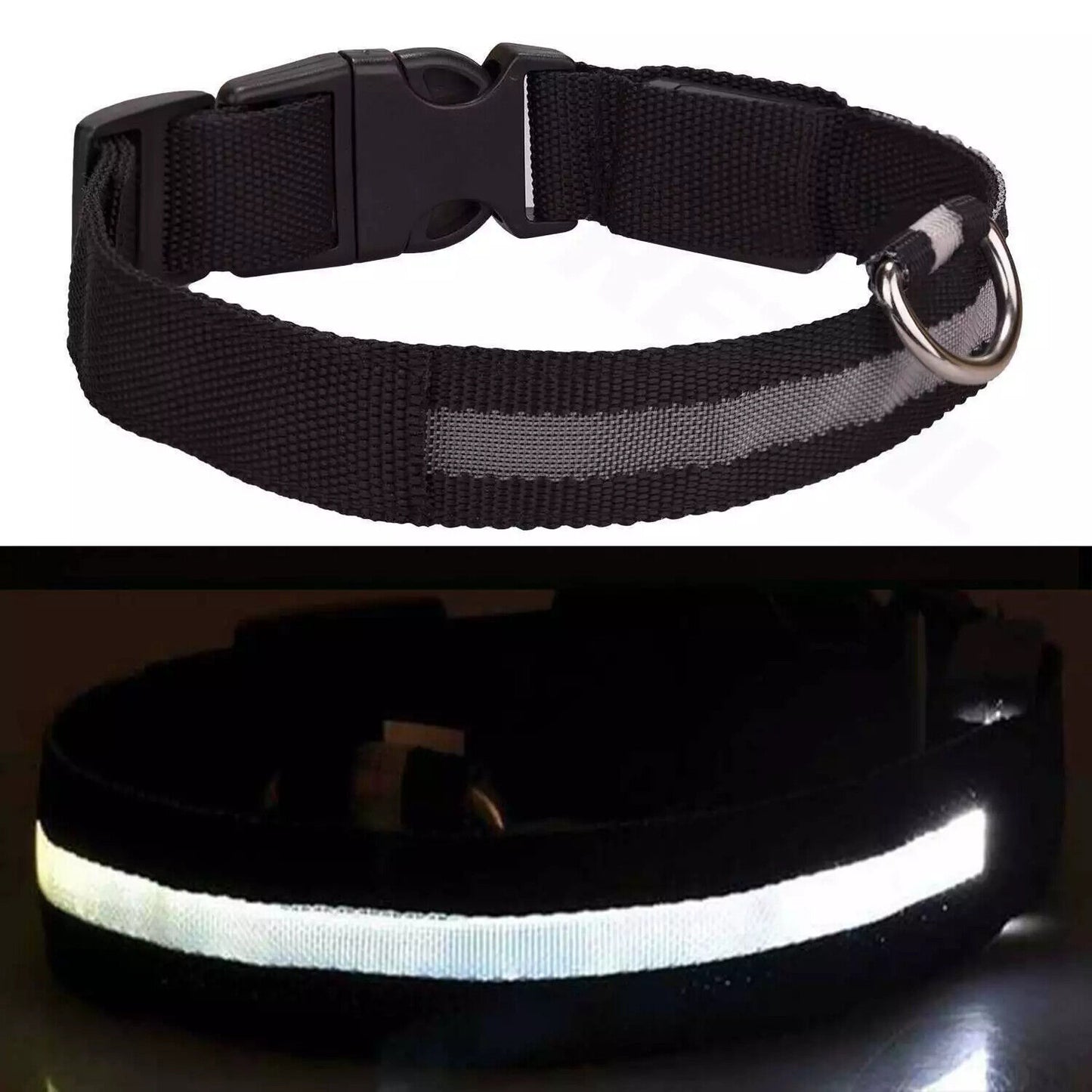 USB Rechargeable LED Pet Dog Collar Flashing Luminous Safety Light up Nylon UK